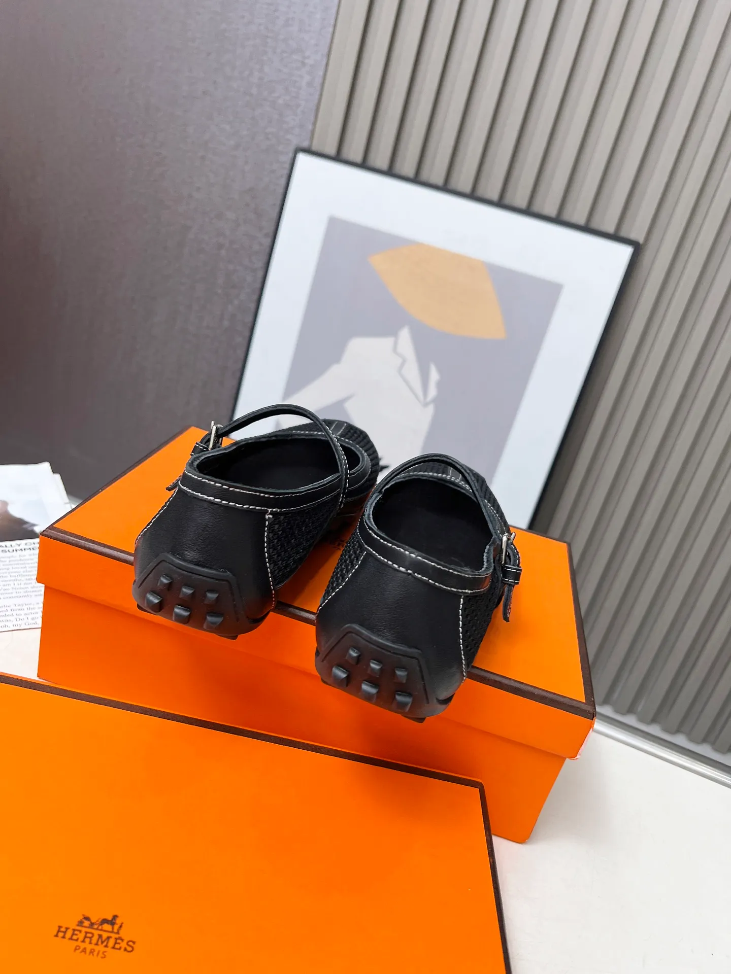 👟👟Ex-factory price 480👟👟Hermes New model! Original development, top layer cowhide! New crafting grid! In sheepskin, sheepskin padding! 35-41 yards